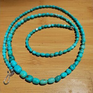 Jay King DTR mine finds blue Turquoise necklace 36" long 925 Sterling Stunning